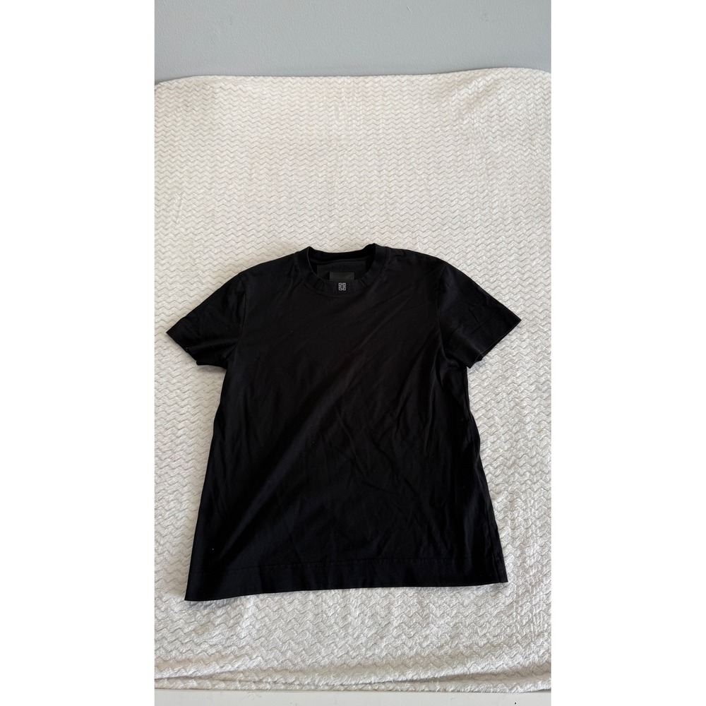 Givenchy Black Cotton 4G Logo Embroidered Neck T-Shirt BA70033YM3 Womens Small